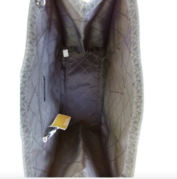 NWT -Micheal Kors Mirella XL Tote Black & Grey Monogram - Picture 6 of 11